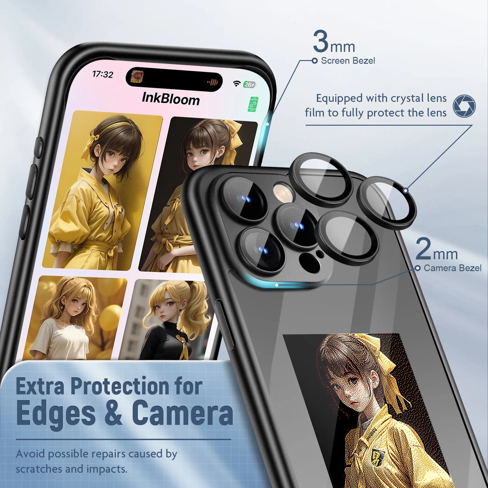 Coque IPHONE15 PRO PROMAX NFC Ink Screen Flip Phone Coque Smart Creative DIY Custom All-Inclusive