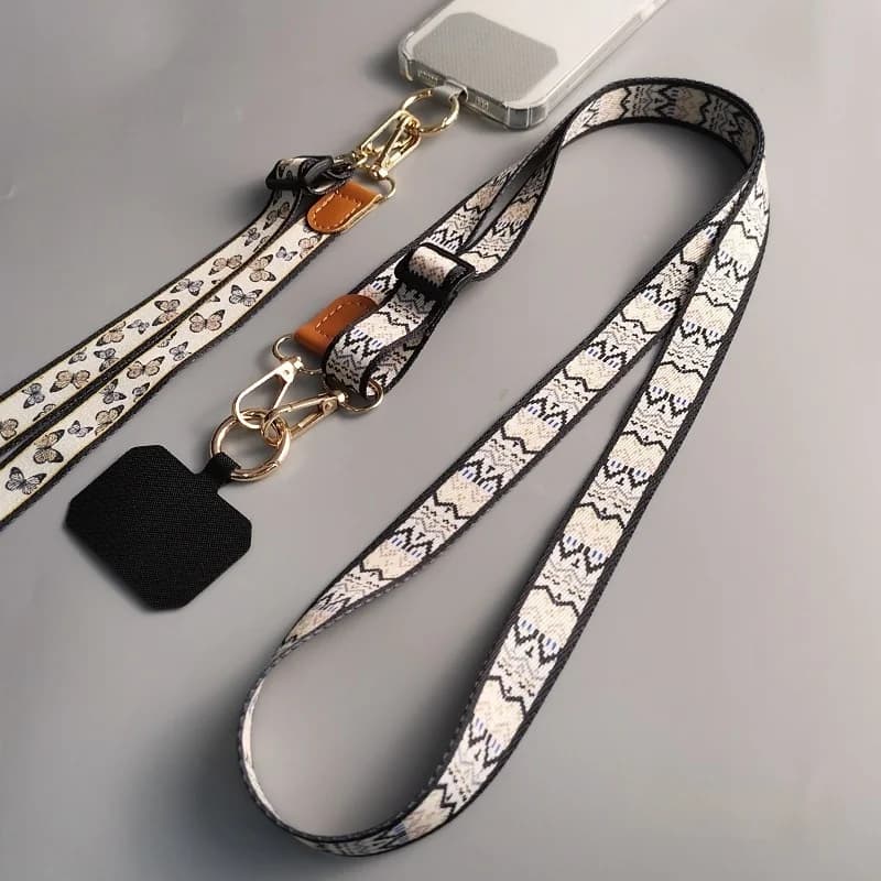 Sac à bandoulière pour longe de téléphone portable - Longs bretelles de couleur unie - Corde de sangle polyvalente détachable