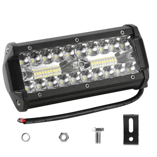 Barra de luz LED de 7 pulgadas 120W 12000LM LED Pods de luz de trabajo Luces de conducción todoterreno IP67 Luz de niebla resistente al agua Haz de inundación para remolque Jeep Camión Autobús Barco